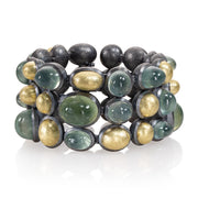 Todd Reed bracelet with Prehnite(~224.84ct), 18k yellow gold, sterling silver with patina.